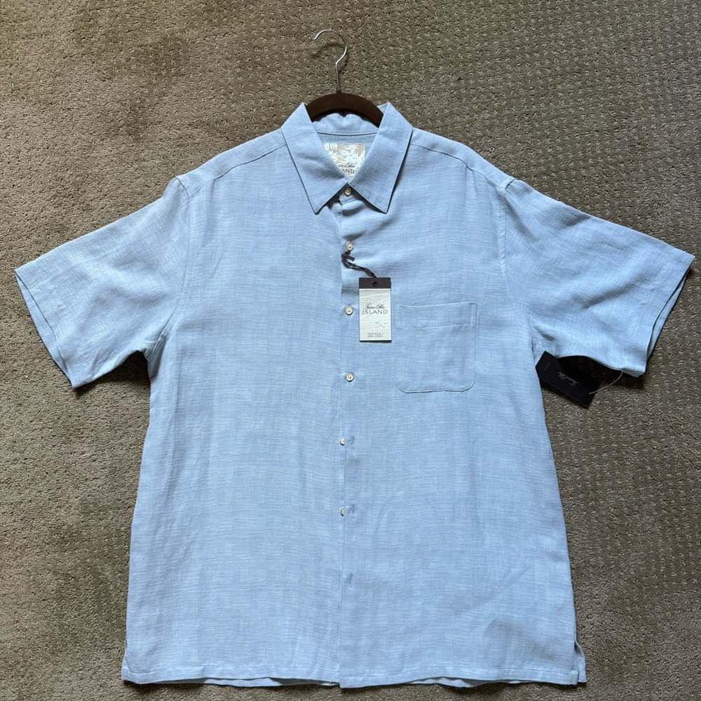 Tasso Elba Island Sky Blue Men's Linen Casual Shirt